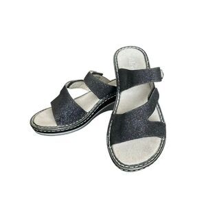 Alegria Loti Glitterati Wedge Black Sparkly Sandals Size EU38 US 8-8.5
